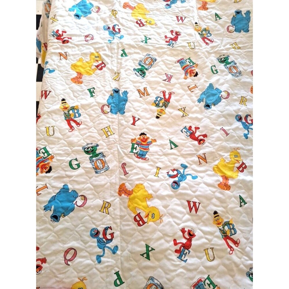 Quilted Sesame Street Comforter Fabric 3 Yards Vintage Alphabet Letters 110"x45"